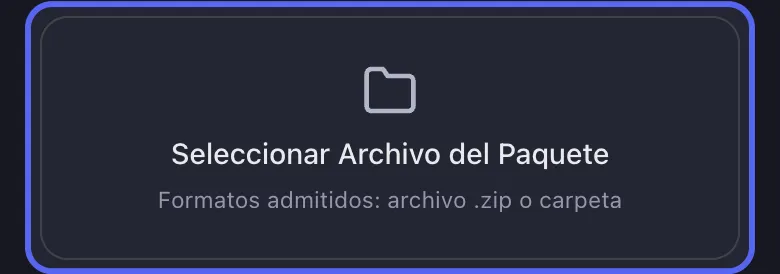 Selector de archivo de Unpost para importar el paquete de datos de Discord