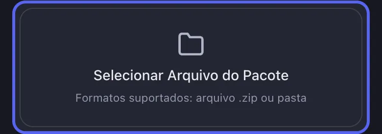Unpost mostrando o seletor de arquivo para a exportação do Discord no pacote de dados