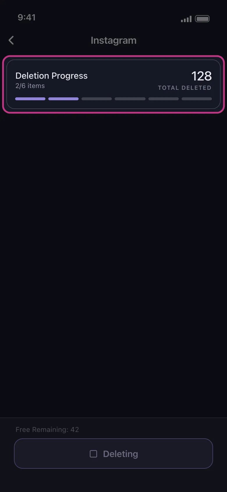 Unpost deletion progress card counting removed Instagram likes