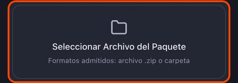 Hoja del paquete de datos de Reddit en Unpost con el botón Seleccionar Archivo del Paquete resaltado