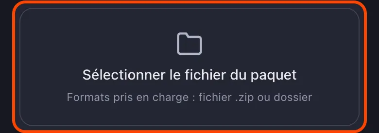 Fiche du paquet de données Reddit d'Unpost avec le bouton « Sélectionner le fichier du paquet » mis en évidence