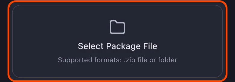Lembar data package Reddit di Unpost dengan tombol "Select Package File" disorot