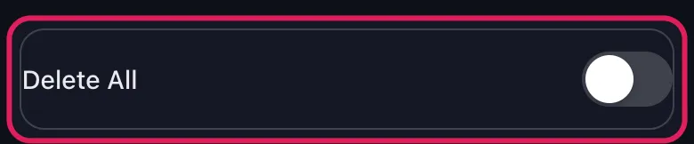 Unpost "Select User to Delete" screen for Slack with the Delete All switch highlighted