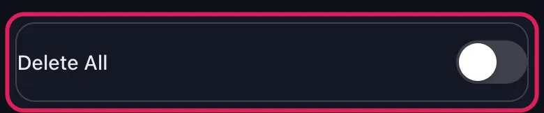 Layar "Select User to Delete" Unpost untuk Slack dengan sakelar Delete All disorot